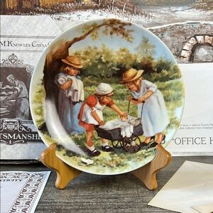 Vtg Knowles Office Hours Decorative Plate with Children and Wagon Scene